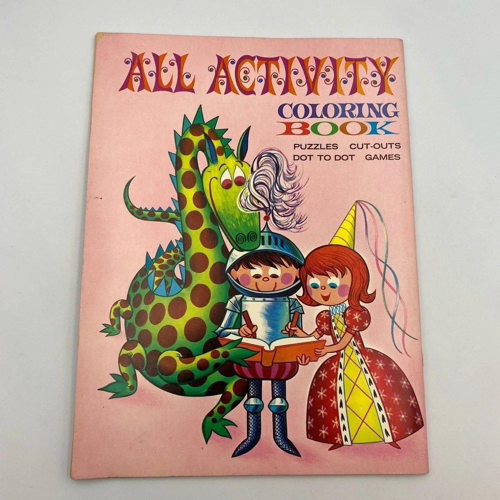 All Activity Coloring Book Unused 1978 Playmore Puzzles Dot to Dot Cut-Outs Game